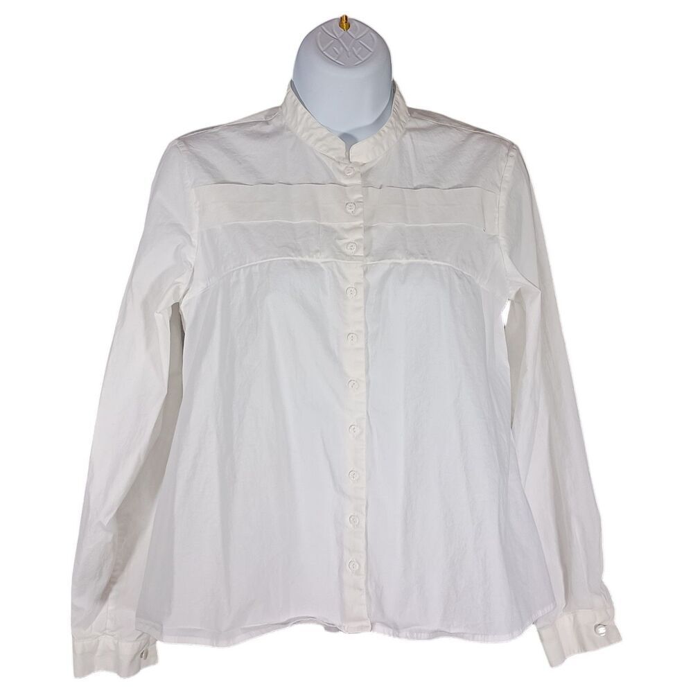 Anne Fontaine Paris Noelise Button Up Shirt Blouse Top White Cotton Womens Small